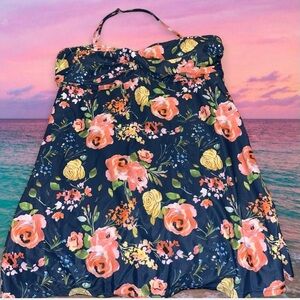 Floral Navy Bandeau One-Piece Swimdress - Women